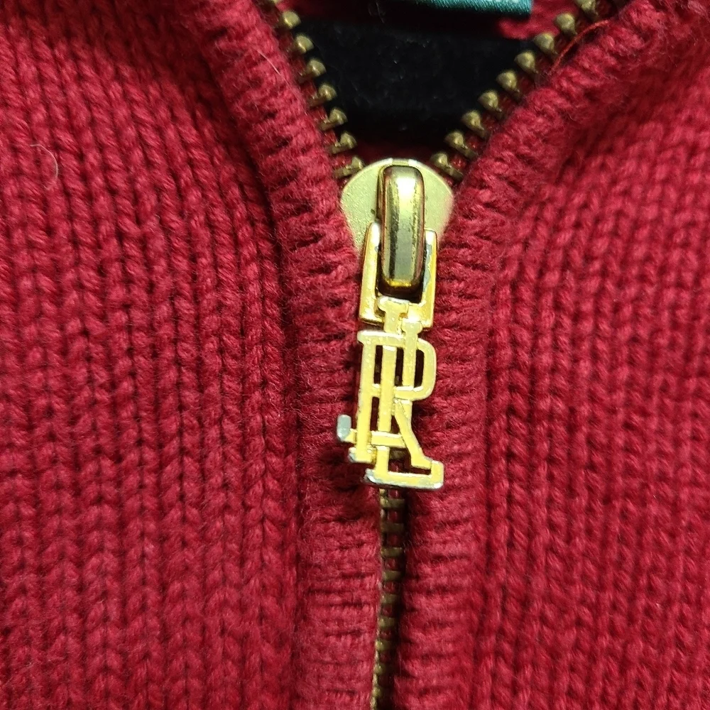 Lauren Ralph‎ Lauren Cotton Long Sleeve Crest Red Sweater Mens Large VTG EUC